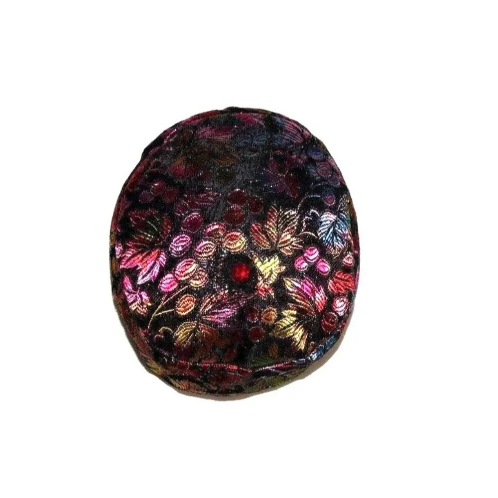 Vintage Floral Hat Womens Metallic Ombre Leaves Flowers Berries by Favorette Uni - Picture 3 of 10